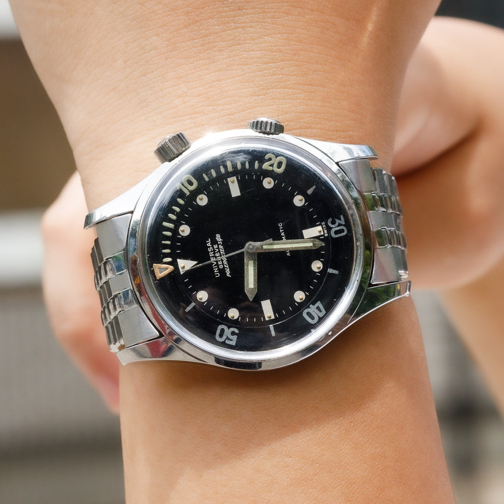 UNIVERSAL GENEVE POLEROUTER SUB MK3 Ref.20369 Mega Fat Kissing Font inner Bezel