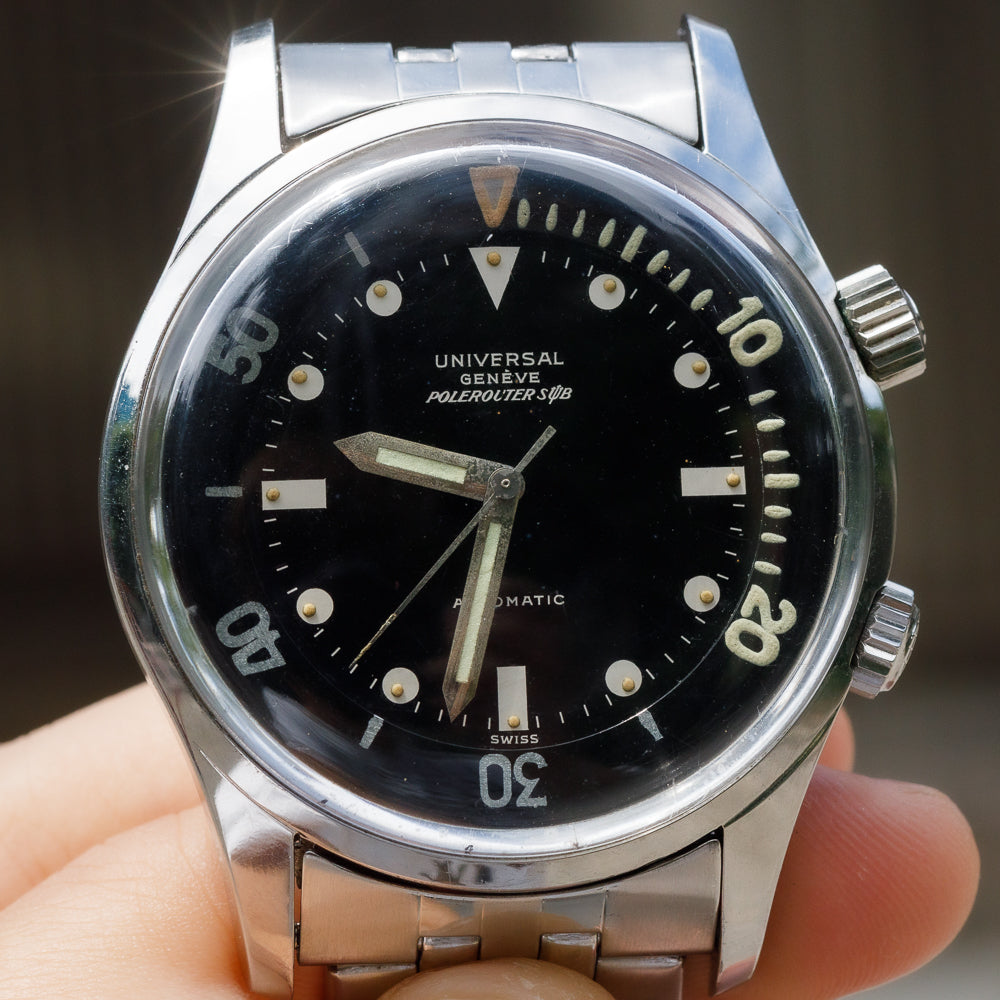 UNIVERSAL GENEVE POLEROUTER SUB MK3 Ref.20369 Mega Fat Kissing Font inner Bezel