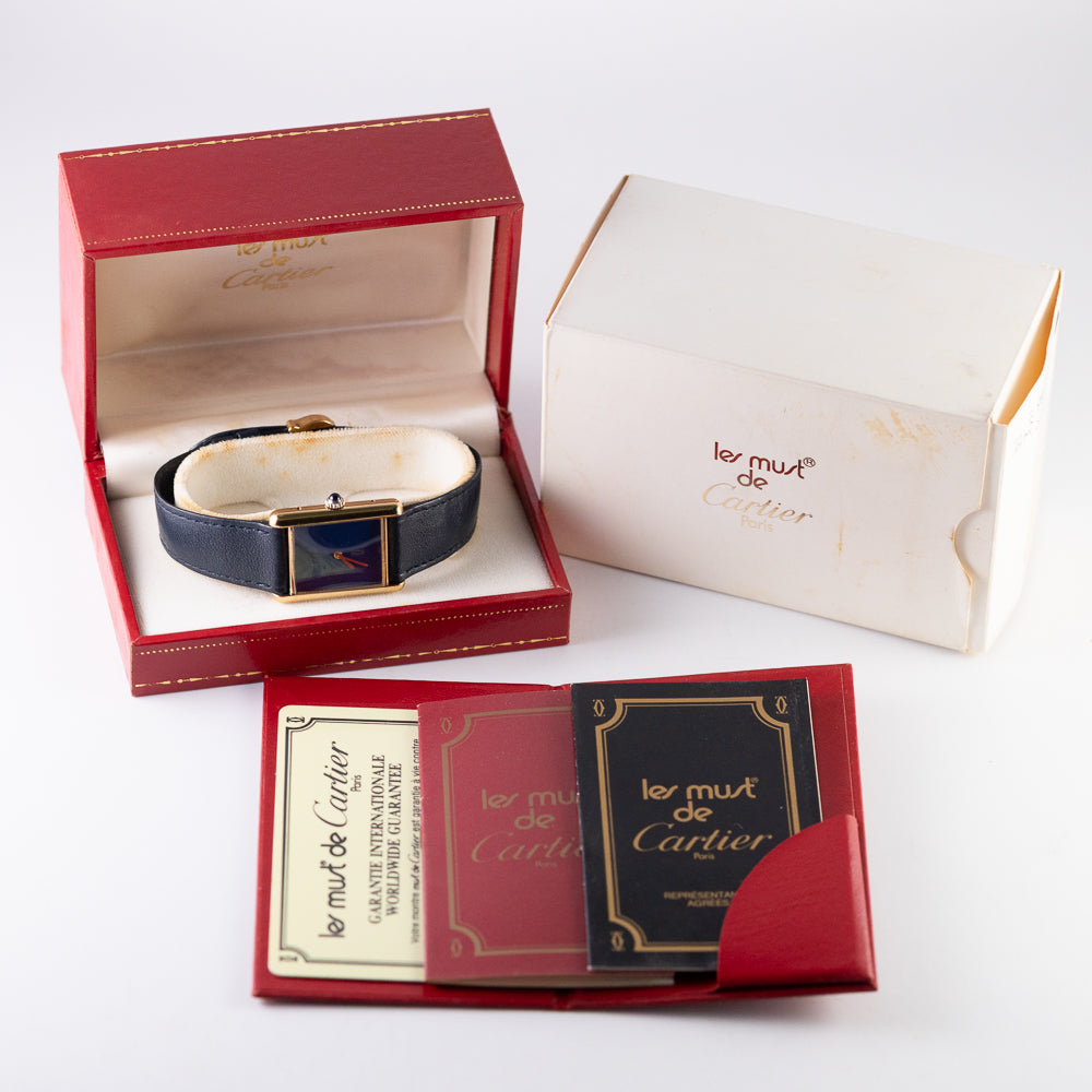 CARTIER LM MUST DE TANK LAPIS LAZURI - Like　Box and Warranty Papers
