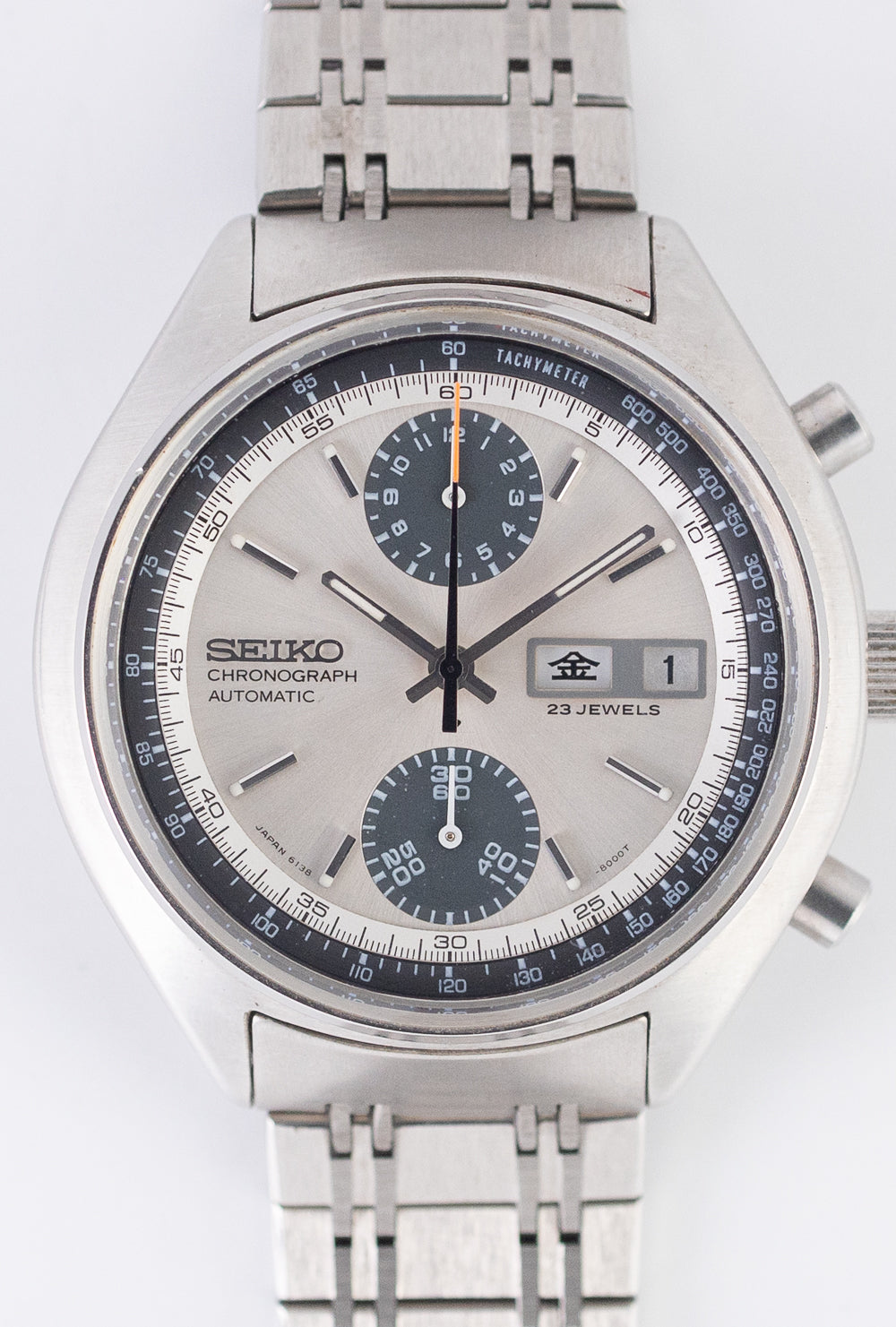 セイコー　逆パンダ　6138 8000 不動　ジャンク　部品取 SEIKO BABY PANDA Ref.6138-8000 NEW OLD STOCK BOX and Paper