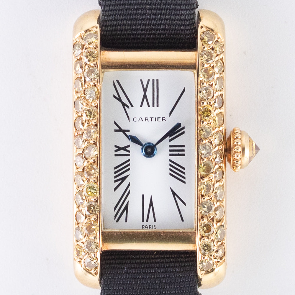 CARTIER SM TANK ALLONGEE Yellow Diamond Mecanique BOX – TIMEANAGRAM