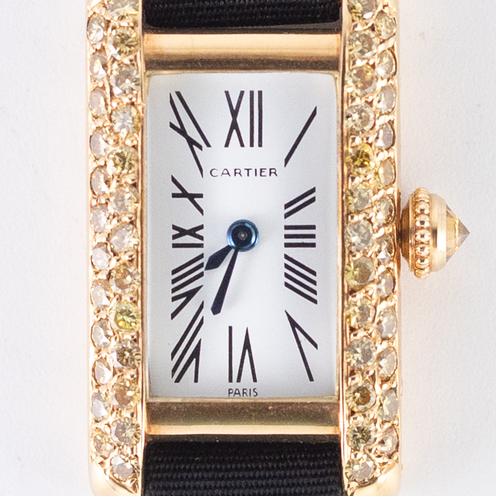 CARTIER SM TANK ALLONGEE Yellow Diamond Mecanique BOX – TIMEANAGRAM