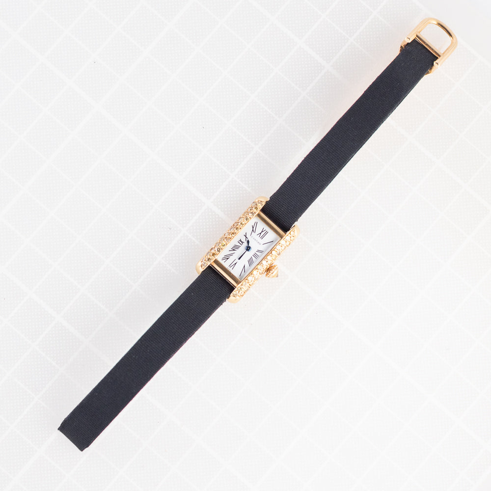 CARTIER SM TANK ALLONGEE Yellow Diamond Mecanique BOX