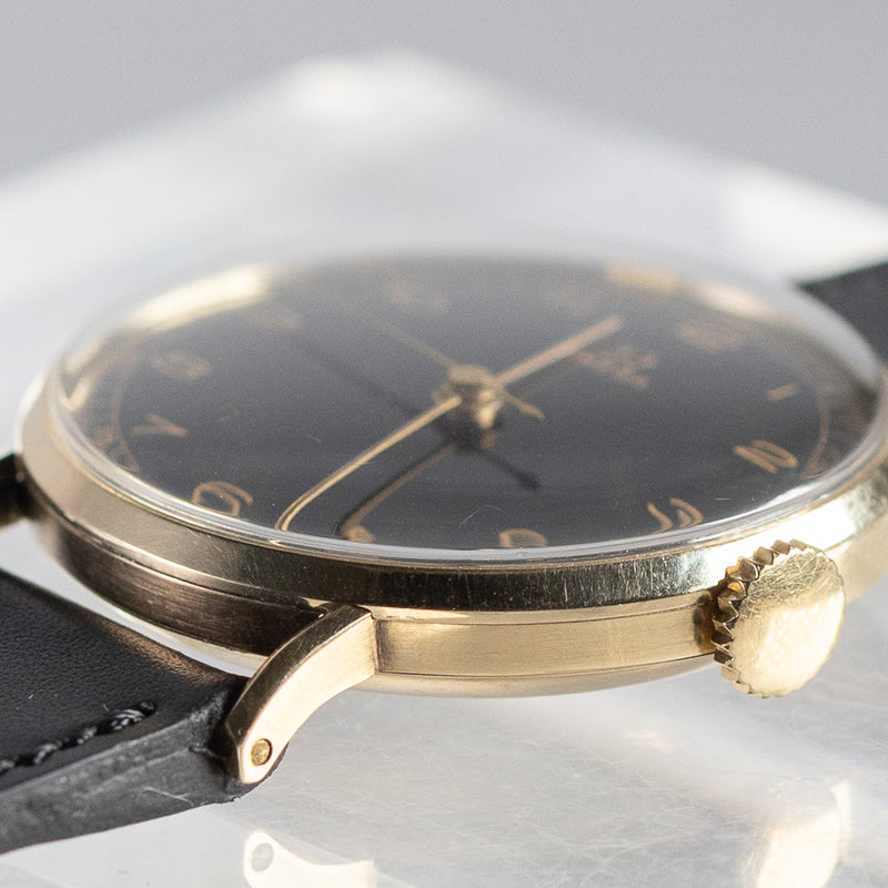 OMEGA Cal.30SCT1 Black Gilt Dial 14K Yellow Gold