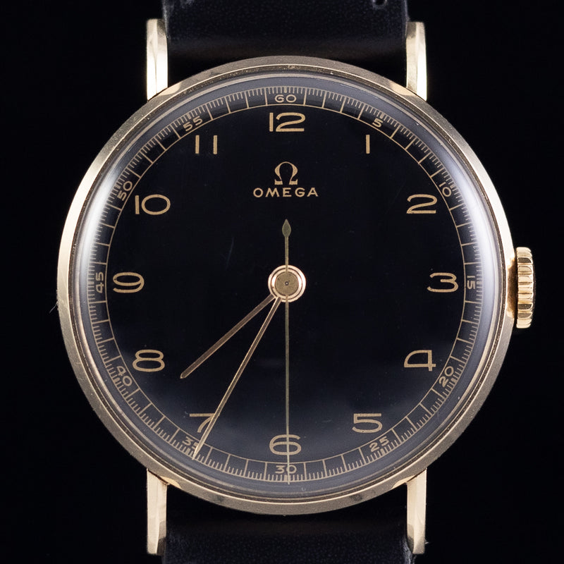 OMEGA Cal.30SCT1 Black Gilt Dial 14K Yellow Gold