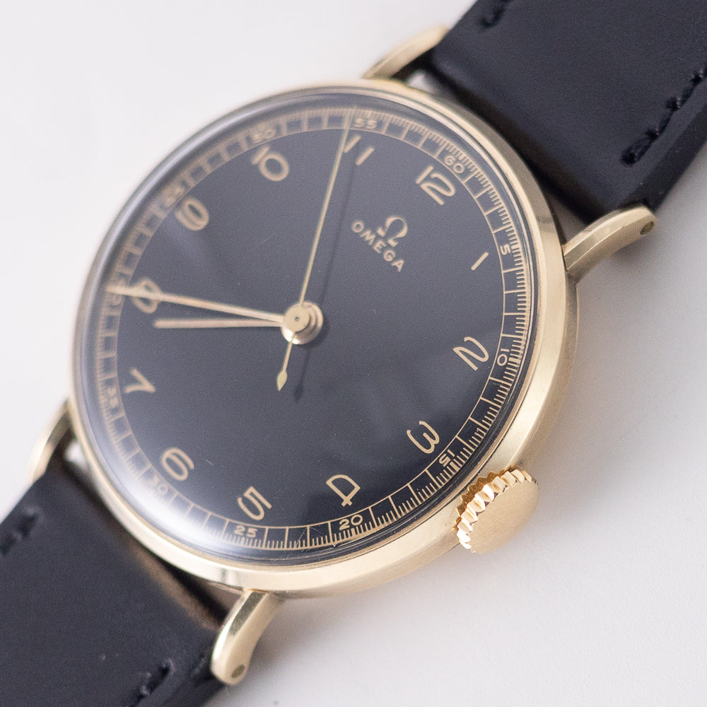 OMEGA Cal.30SCT1 Black Gilt Dial 14K Yellow Gold