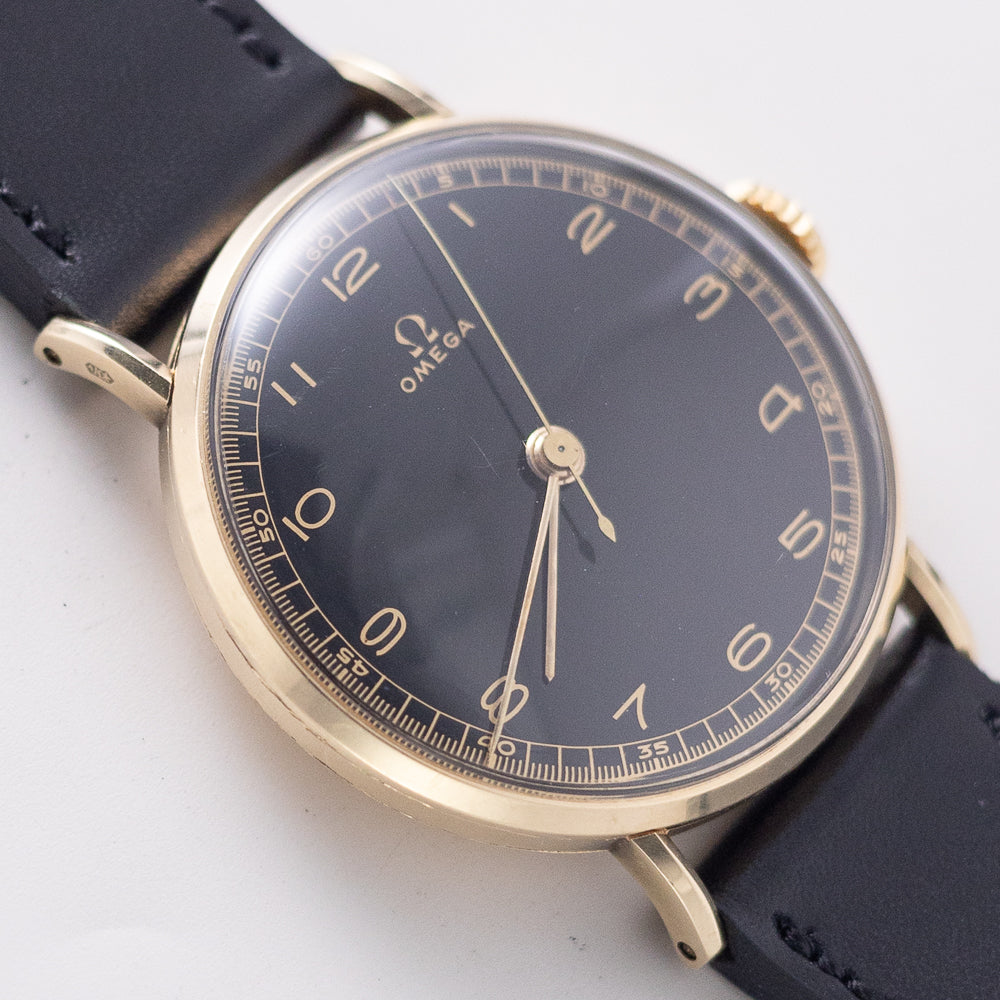 OMEGA Cal.30SCT1 Black Gilt Dial 14K Yellow Gold