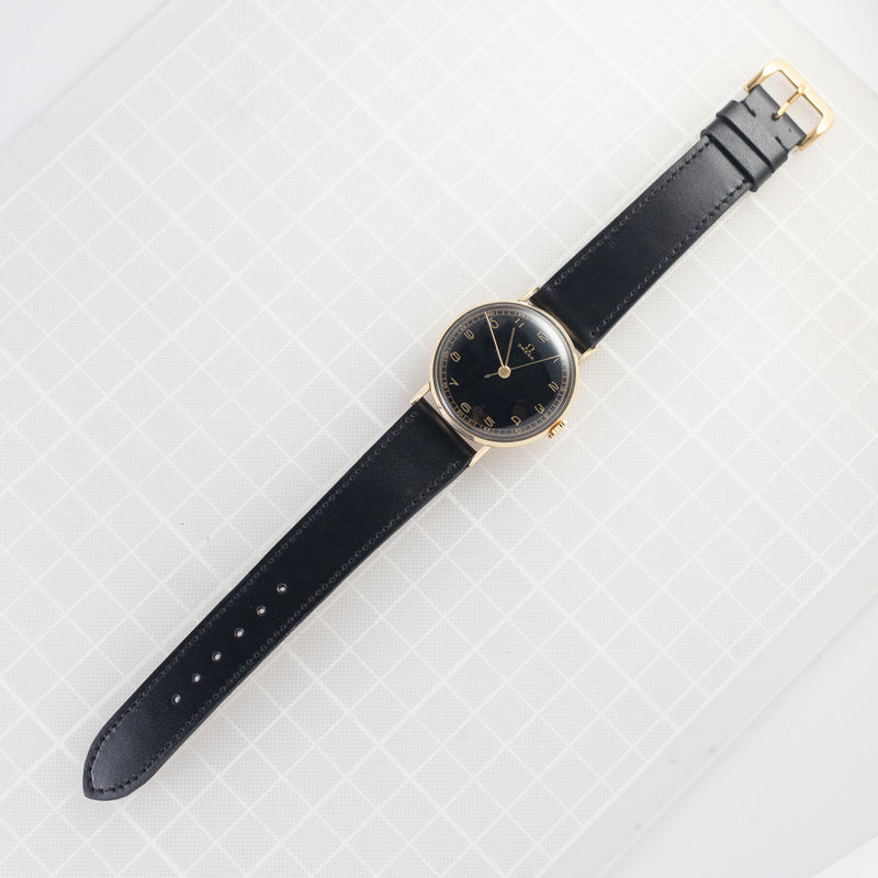 OMEGA Cal.30SCT1 Black Gilt Dial 14K Yellow Gold