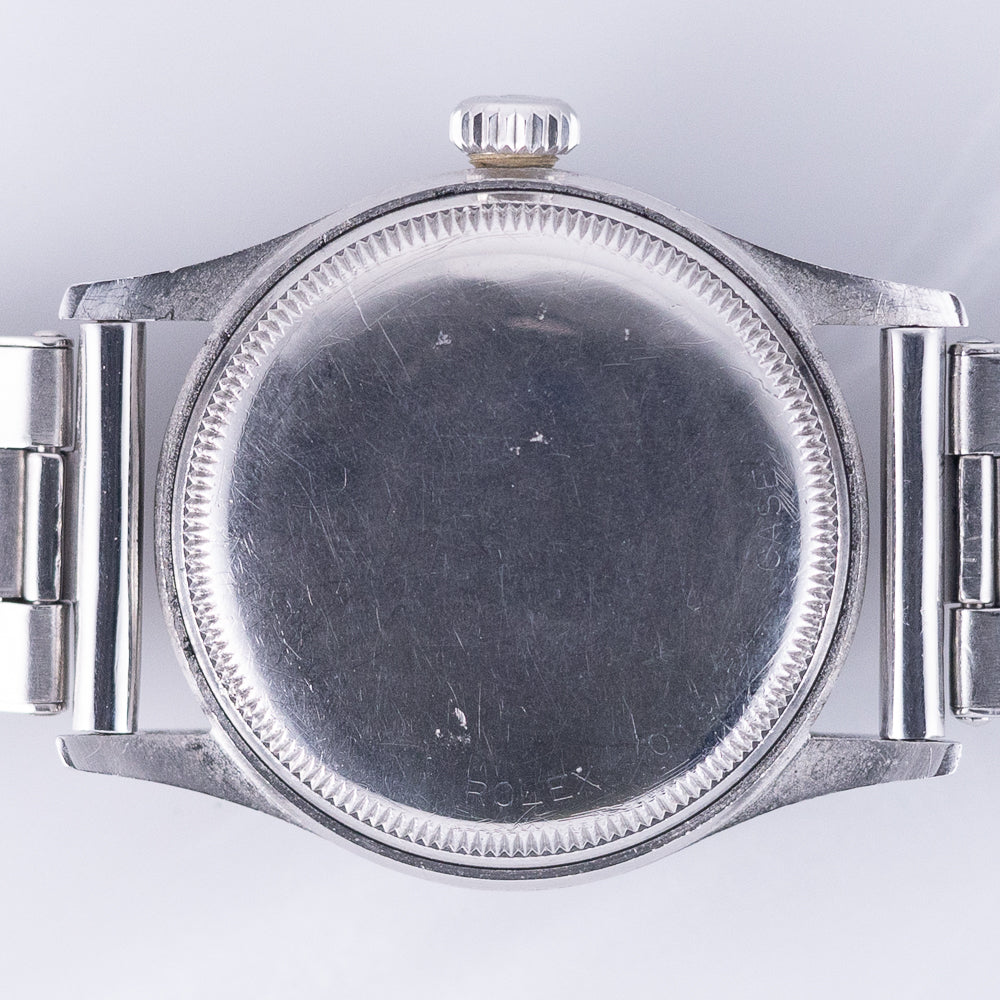 ROLEX OYSTER PERPETUAL Ref.6332 Semi-Bubbleback Black Gilt Step Dial WAB Bracelet