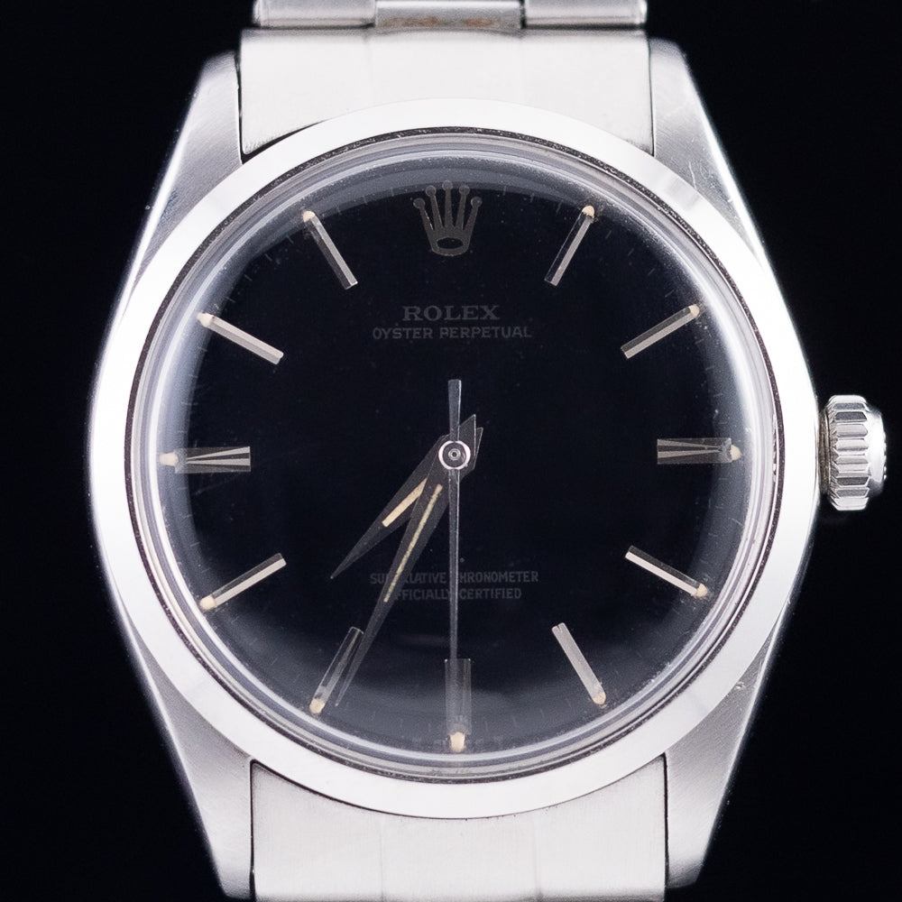 ROLEX OYSTER PERPETUAL Ref.1002 Black Gloss Dial with Silver Surface Printing