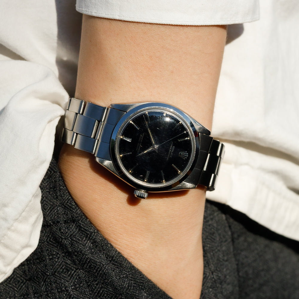 ROLEX OYSTER PERPETUAL Ref.1002 Black Gloss Dial with Silver Surface Printing