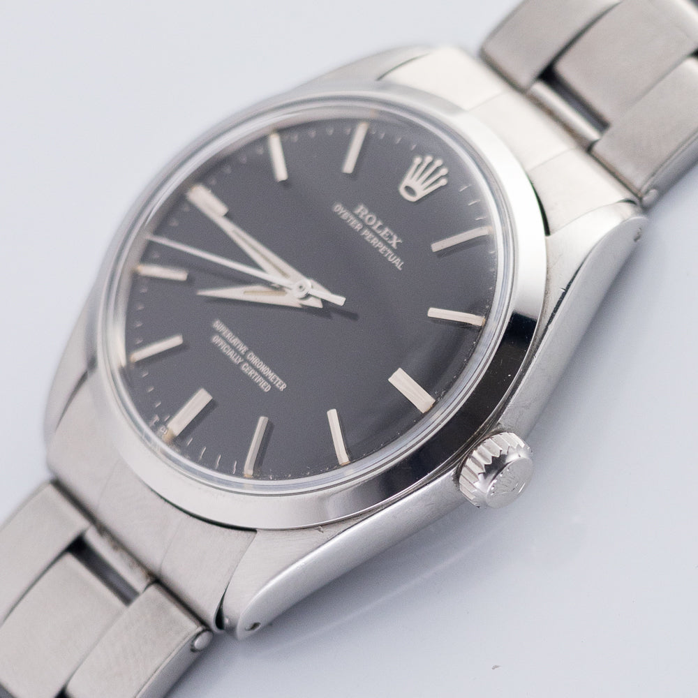 ROLEX OYSTER PERPETUAL Ref.1002 Black Gloss Dial with Silver Surface Printing
