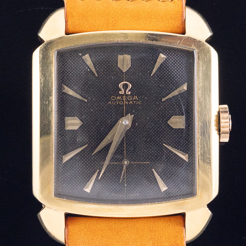 OMEGA Cioccolatone Automatic Black Guilloche 18K Yellow Gold Ref.3950　