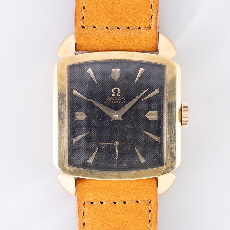 OMEGA Cioccolatone Automatic Black Guilloche 18K Yellow Gold Ref.3950　