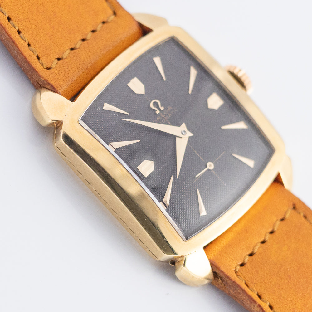 OMEGA Cioccolatone Automatic Black Guilloche 18K Yellow Gold Ref.3950　