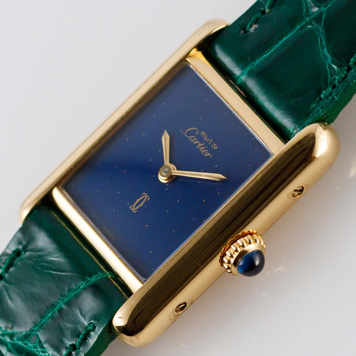 CARTIER SM must de tank Lapis Blue Dial