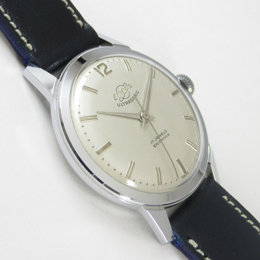 ENICAR STAR JEWELS WINDING SILVER DIAL 140-54-02 SWISS MEN'S