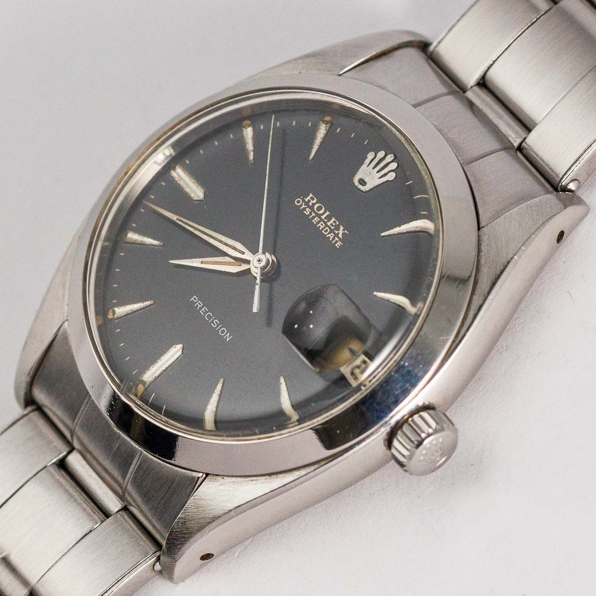 ROLEX OYSTERDATE Ref.6494 Black Gilt Dial Roulette Date