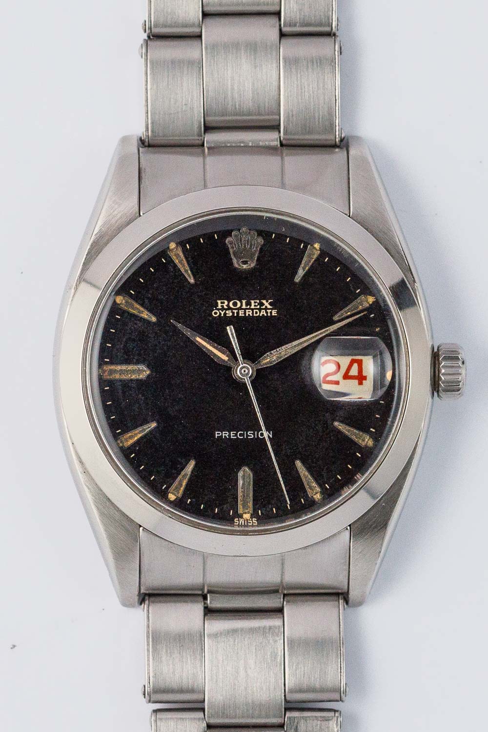 ROLEX OYSTERDATE Ref.6494 Black Gilt Dial Roulette Date