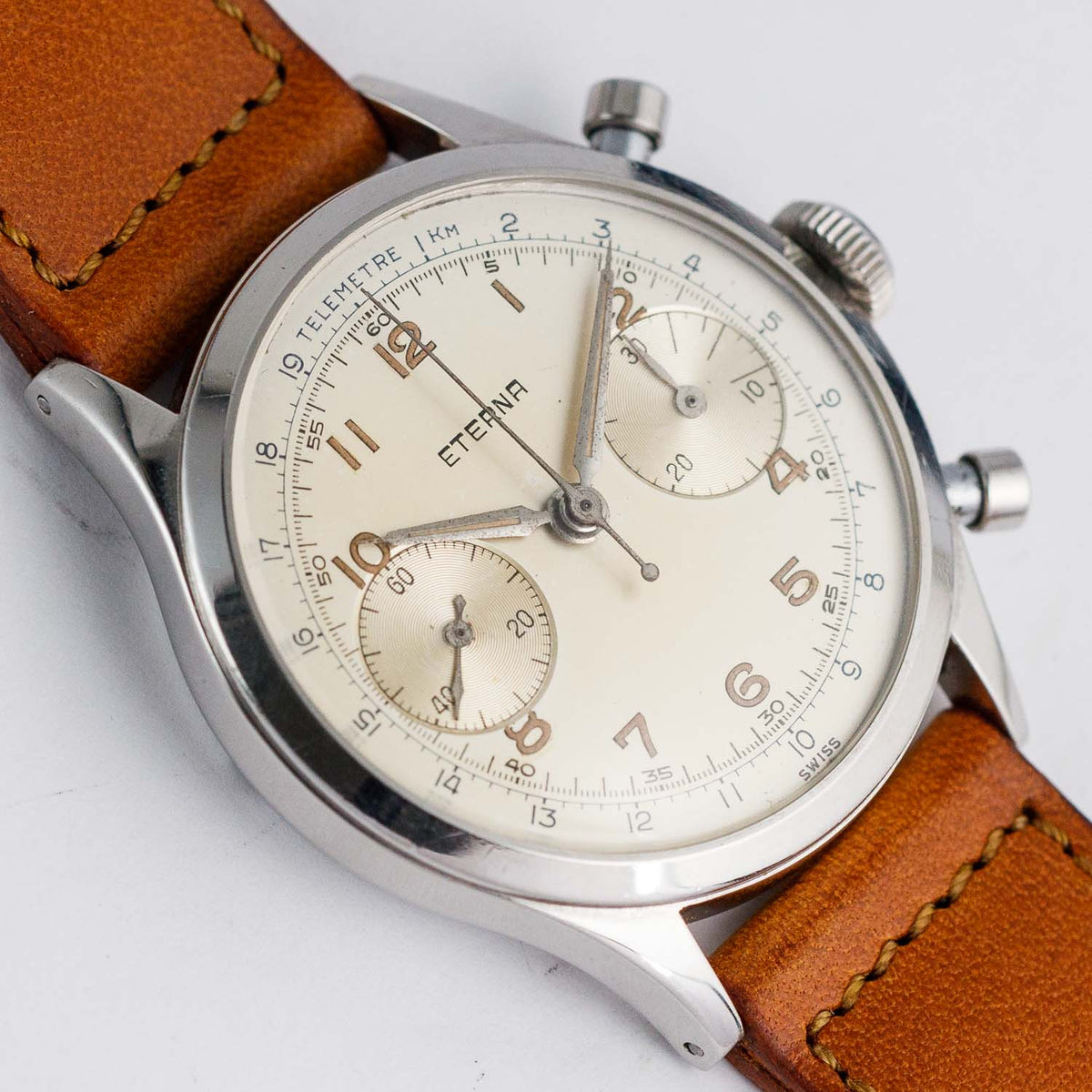ETERNA Valjoux 22 Round Pusher Screw Back