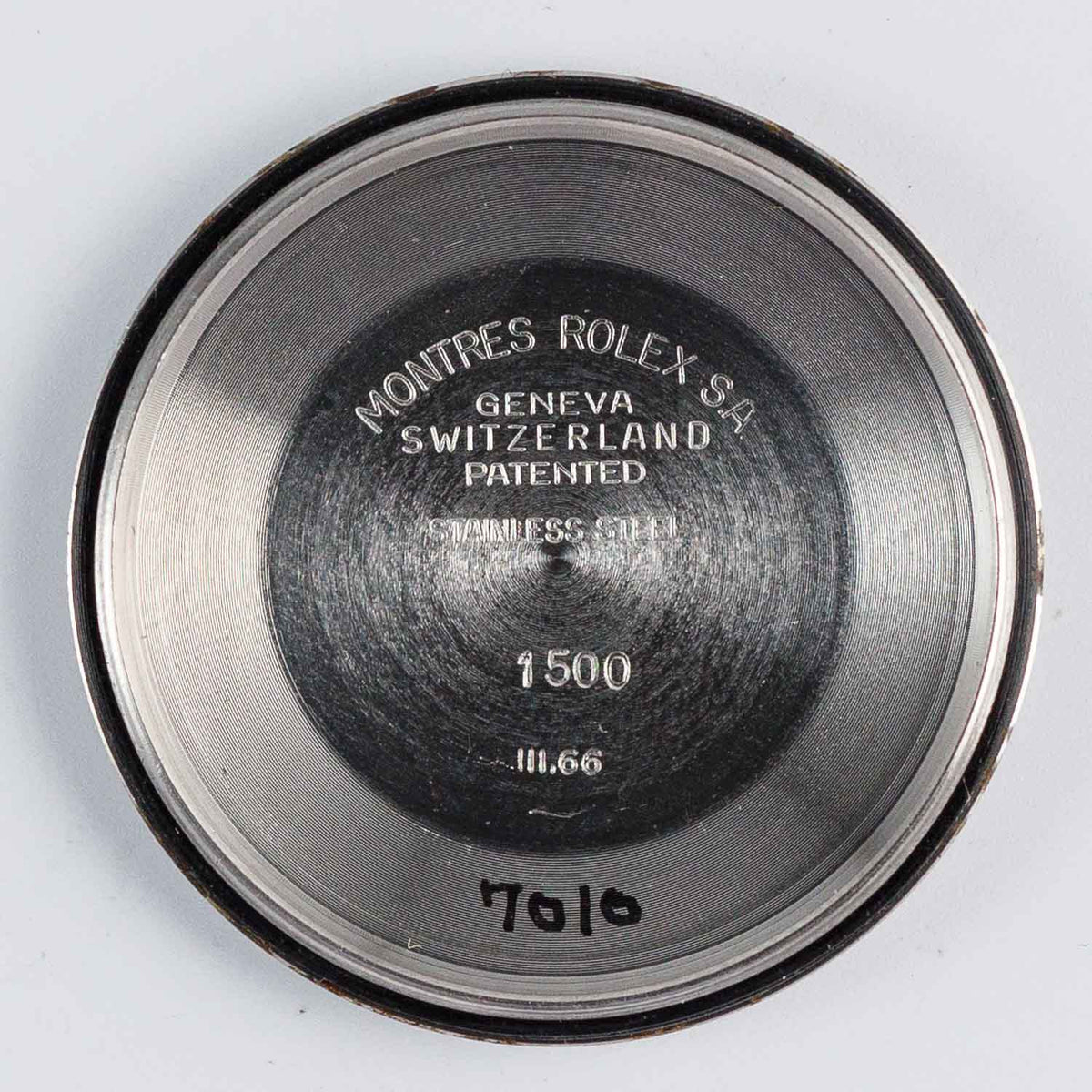 ROLEX OYSTER PERPETUAL DATE Ref.1500 Black Gilt Patina Dial