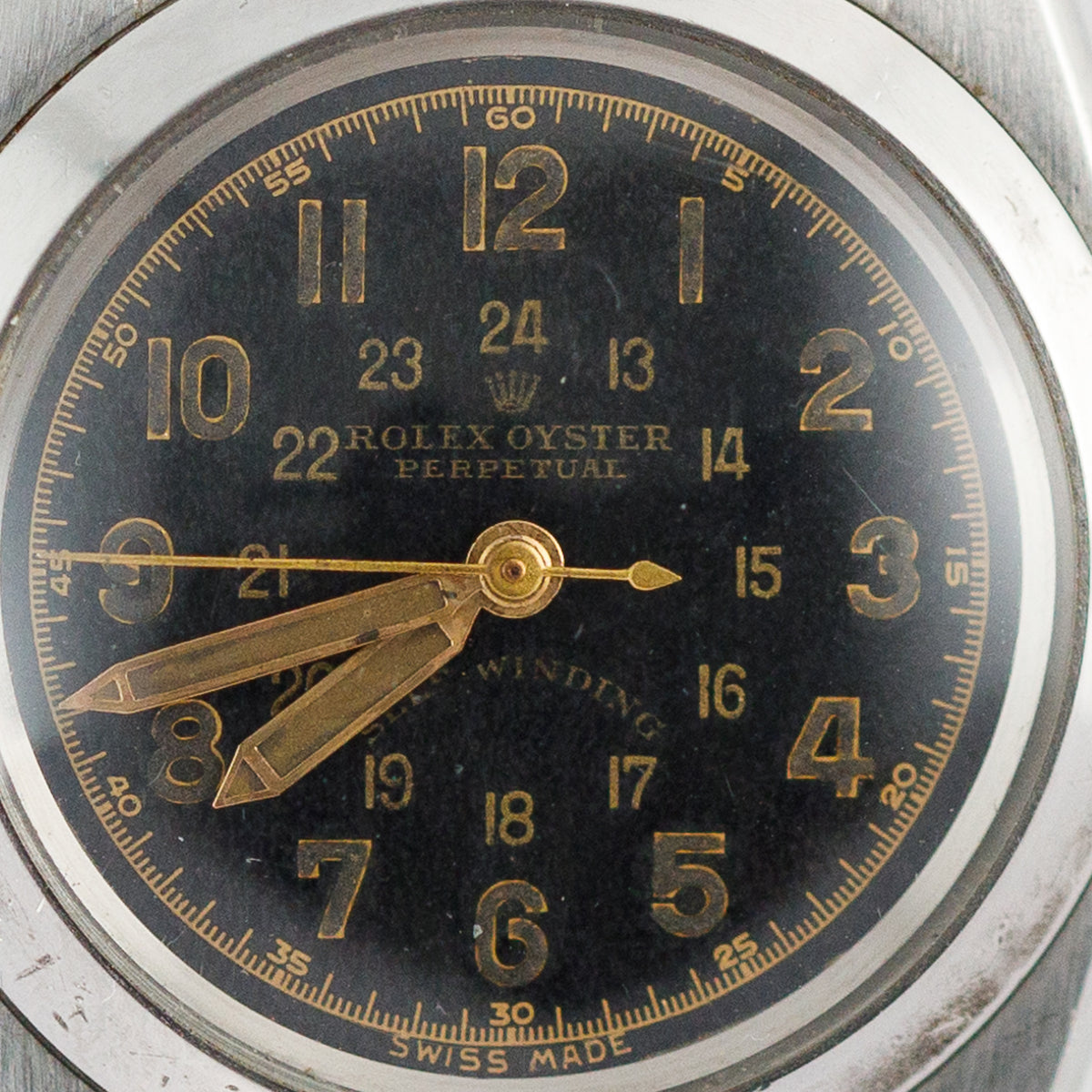 ROLEX Bubble back Black Gilt Majestic Dial