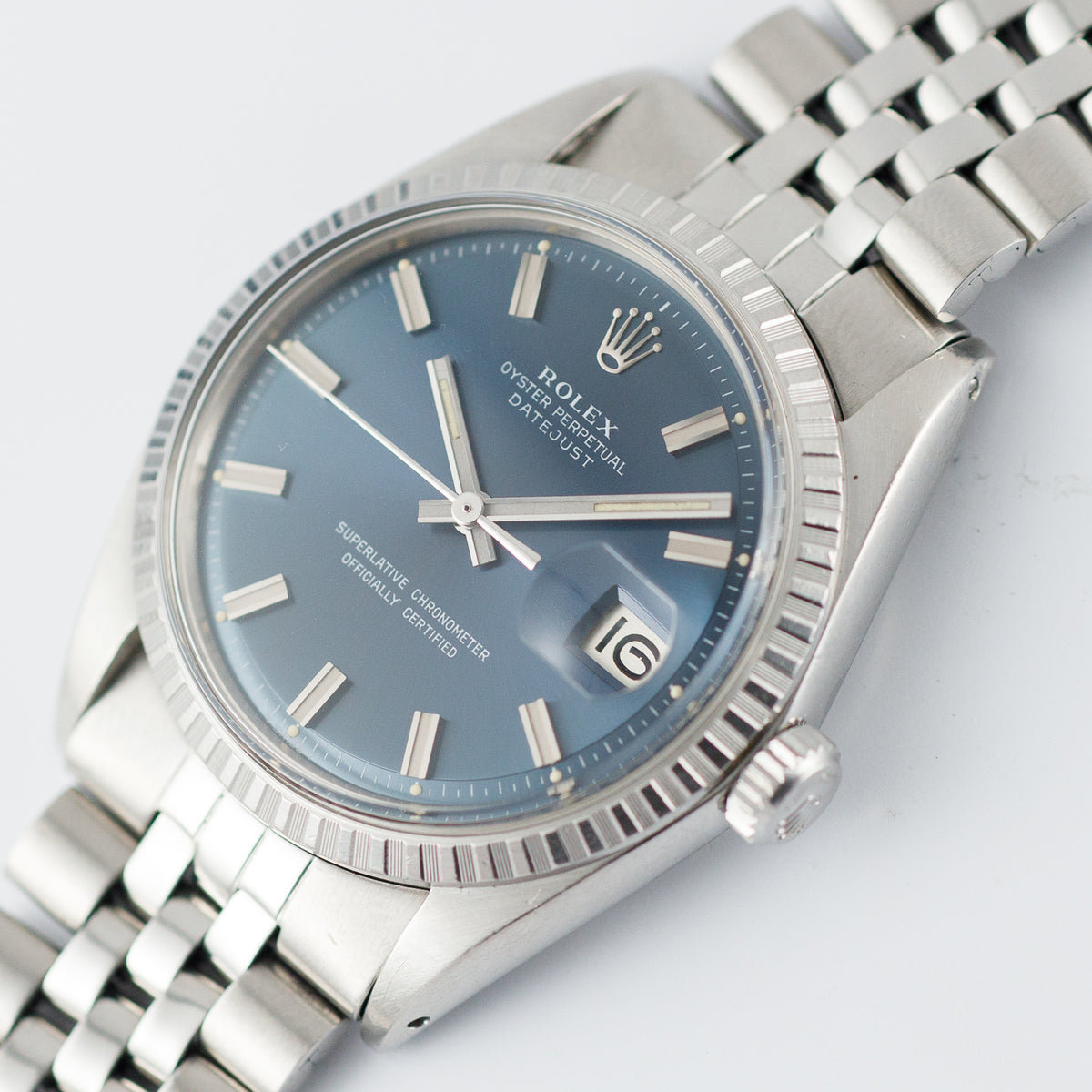 ROLEX DATEJUST Ref.1603 Wide Boy Blue dial