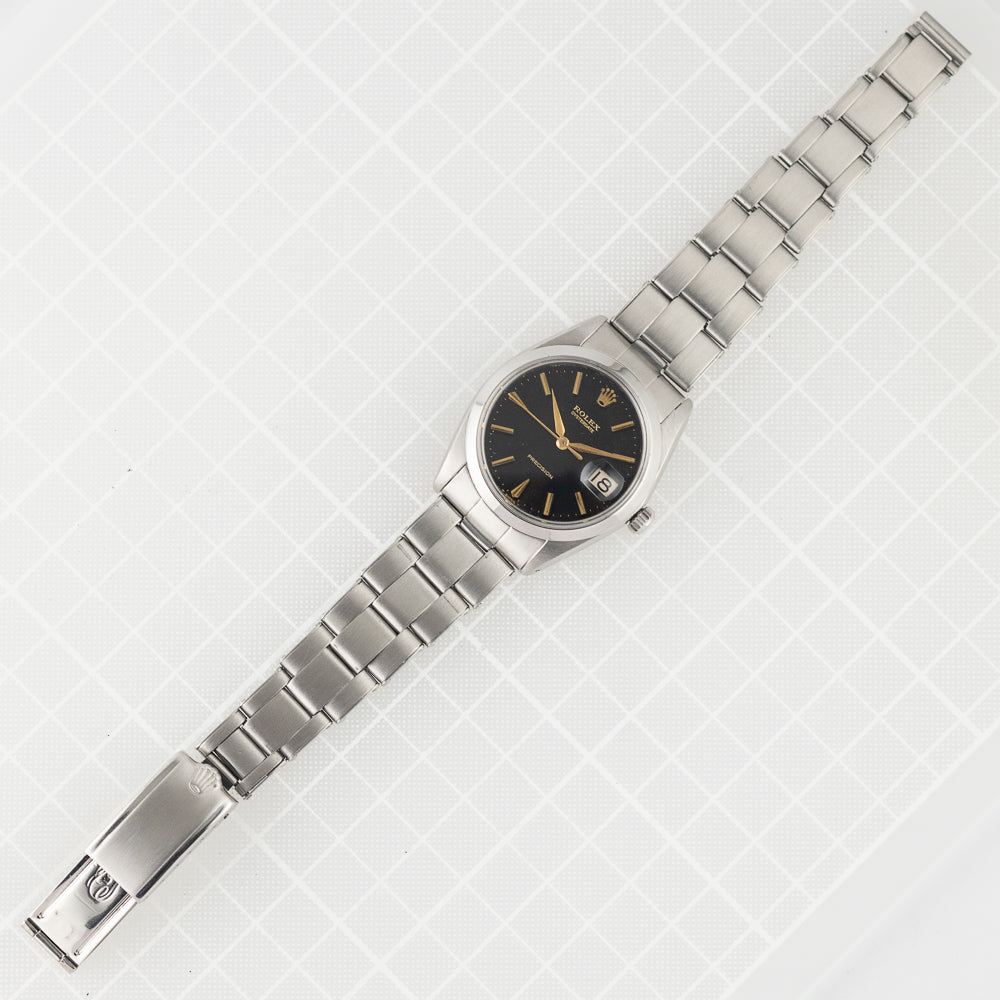 ROLEX OYSTERDATE Re.6694 Black Gilt Dial No Luminous