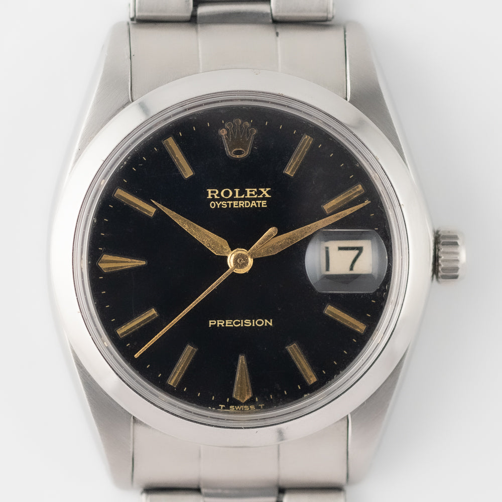 ROLEX OYSTERDATE Re.6694 Black Gilt Dial No Luminous