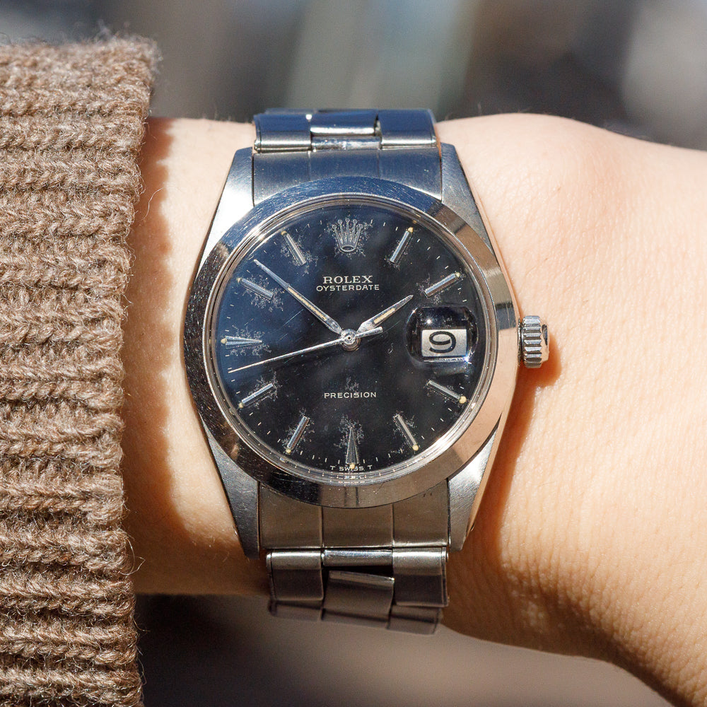 ROLEX OYSTERDATE Ref6694 Black Gilt Dial with Expansion Bracelet