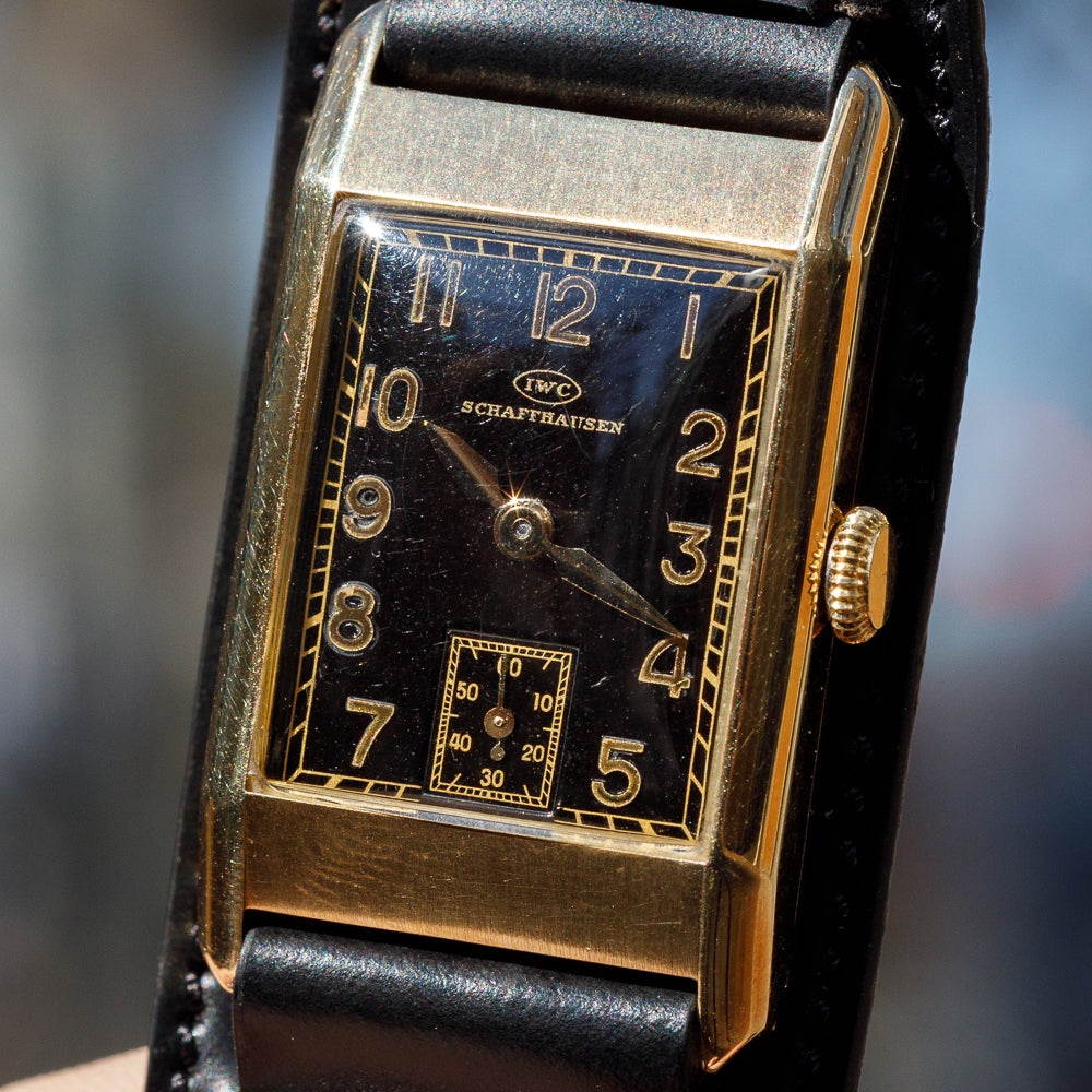 IWC  Rectangle  Cal.87  Cats Eye Black Gilt Dial