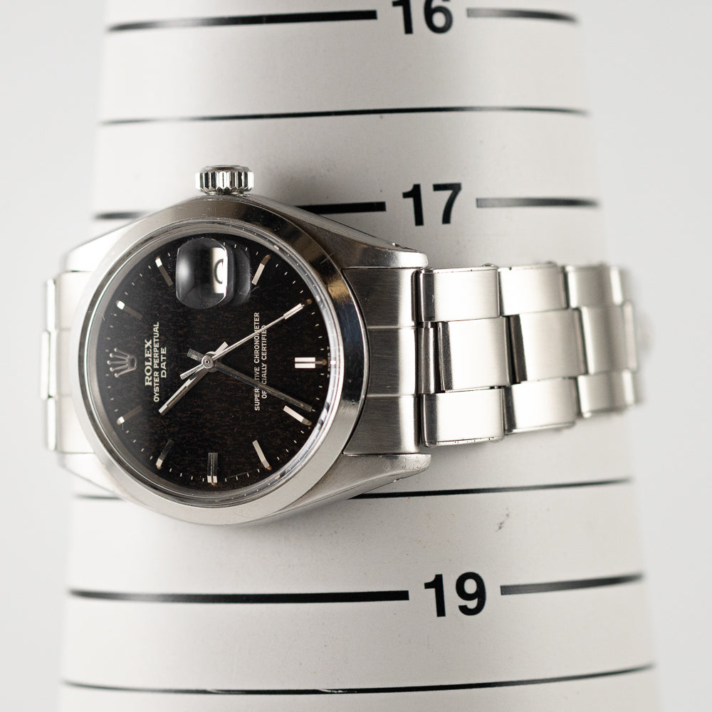 ROLEX OYSTER PERPETUAL DATE Ref.1500 Black Gilt Patina Dial