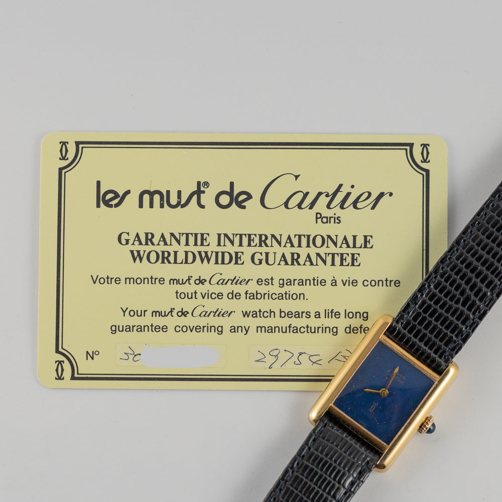 CARTIER SM MUST DE TANK LAPIS BLUE DIAL