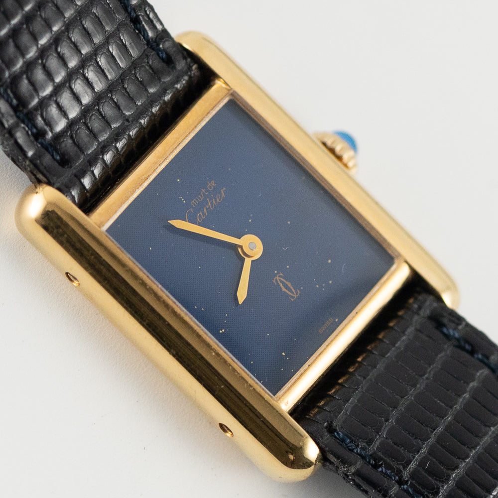 CARTIER SM MUST DE TANK LAPIS BLUE DIAL