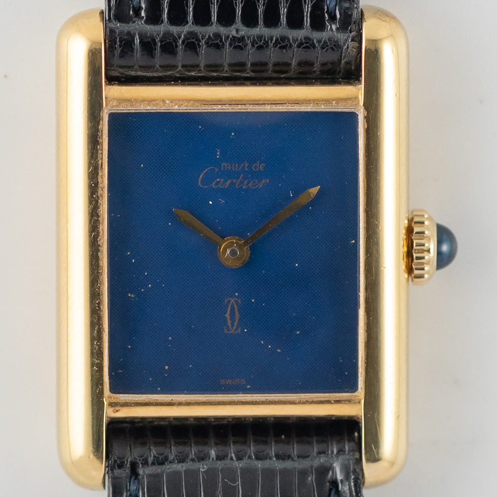 CARTIER SM MUST DE TANK LAPIS BLUE DIAL