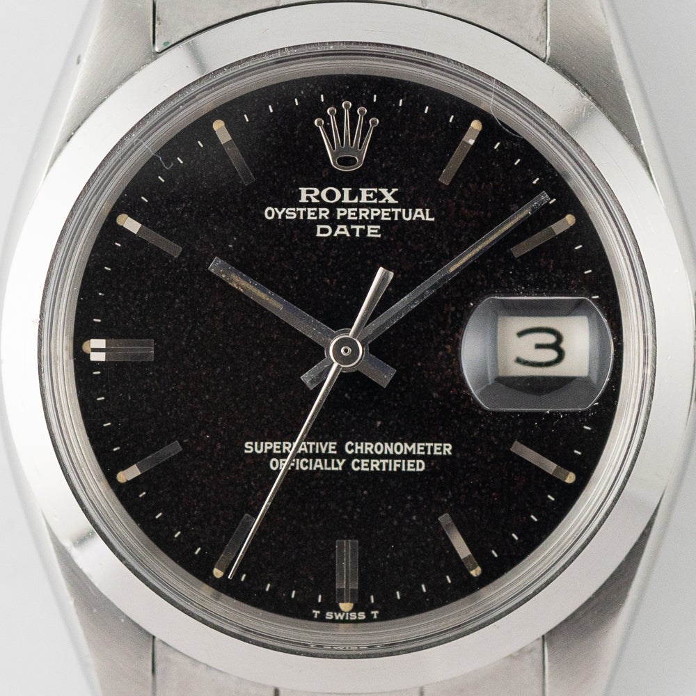 ROLEX OYSTER PERPETUAL DATE Ref.1500 Black Gilt Patina Dial