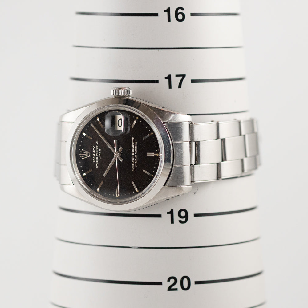 ROLEX OYSTER PERPETUAL DATE Ref.1500 Black Gilt Patina Dial