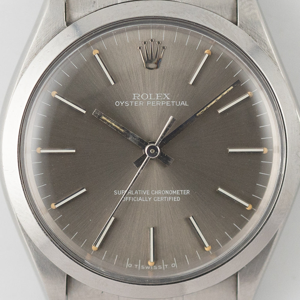 ROLEX OYSTER PERPETUAL Ref.1002 Gray Dial Long Minute – TIMEANAGRAM