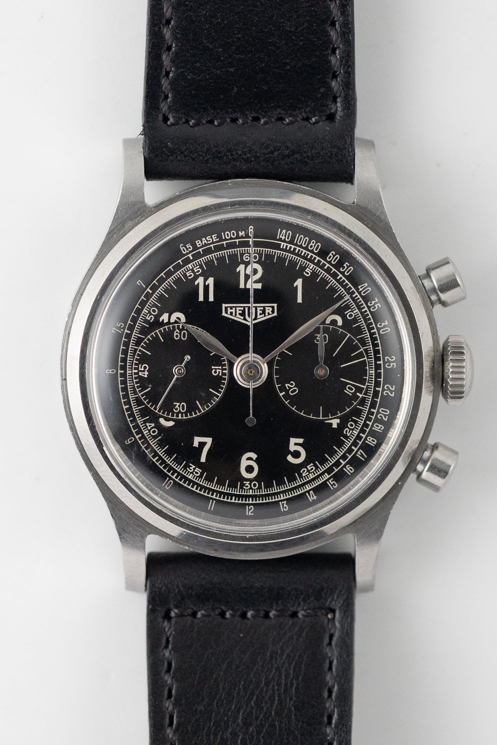 HEUER  Valjoux 69 Chronograph Black Gilt Dial