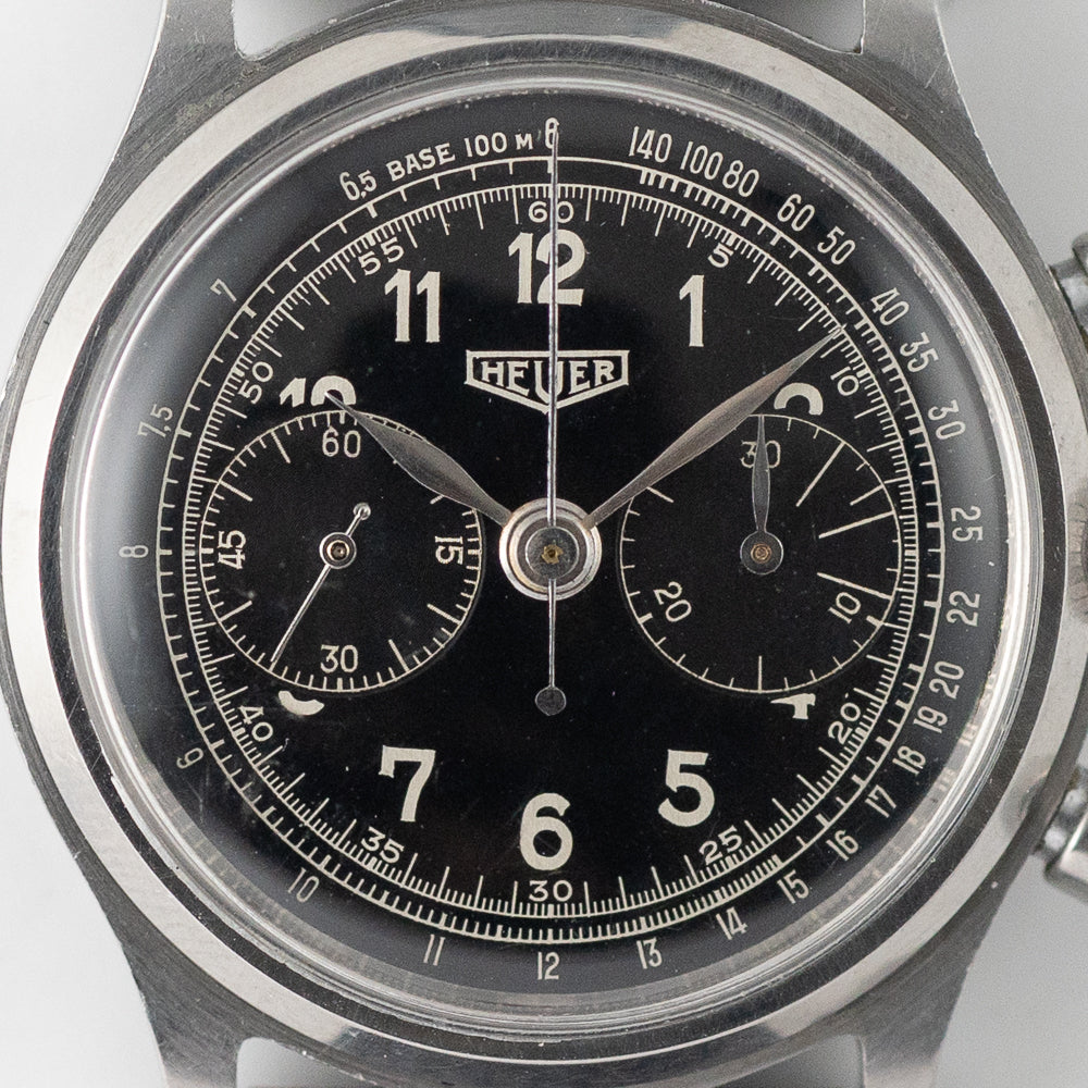 HEUER  Valjoux 69 Chronograph Black Gilt Dial