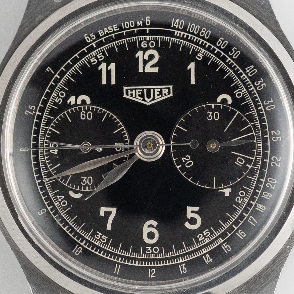 HEUER  Valjoux 69 Chronograph Black Gilt Dial