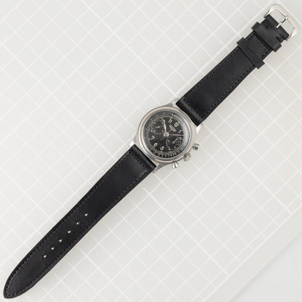 HEUER  Valjoux 69 Chronograph Black Gilt Dial