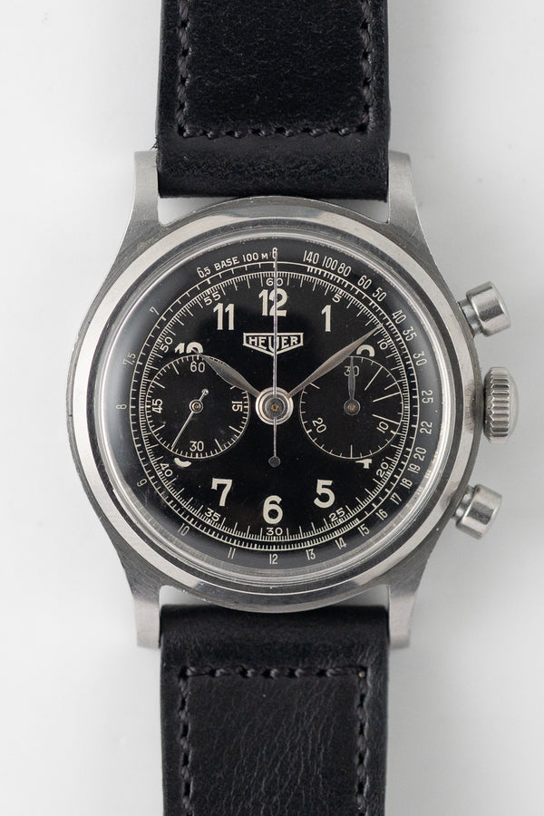 HEUER  Valjoux 69 Chronograph Black Gilt Dial