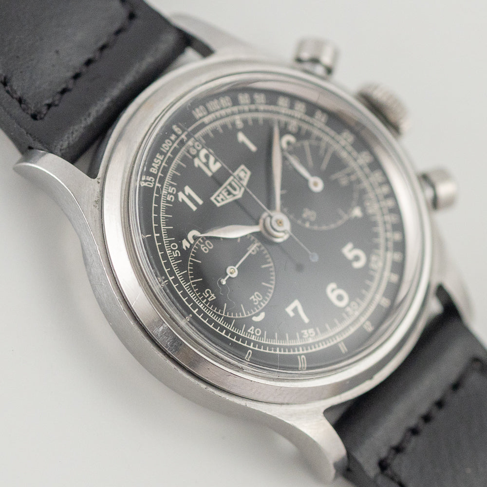 HEUER  Valjoux 69 Chronograph Black Gilt Dial