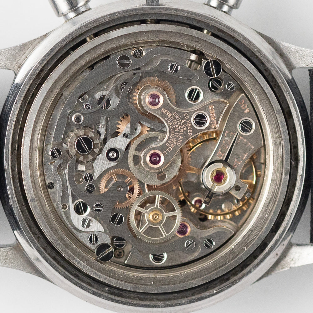 HEUER  Valjoux 69 Chronograph Black Gilt Dial