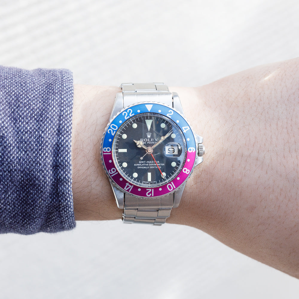 ROLEX GMTマスター バイオレット フクシア 1675 ベゼル インサート ROLEX GMT-MASTER matte MK0.5 Fuchsia Bezel Insert Ref.1675