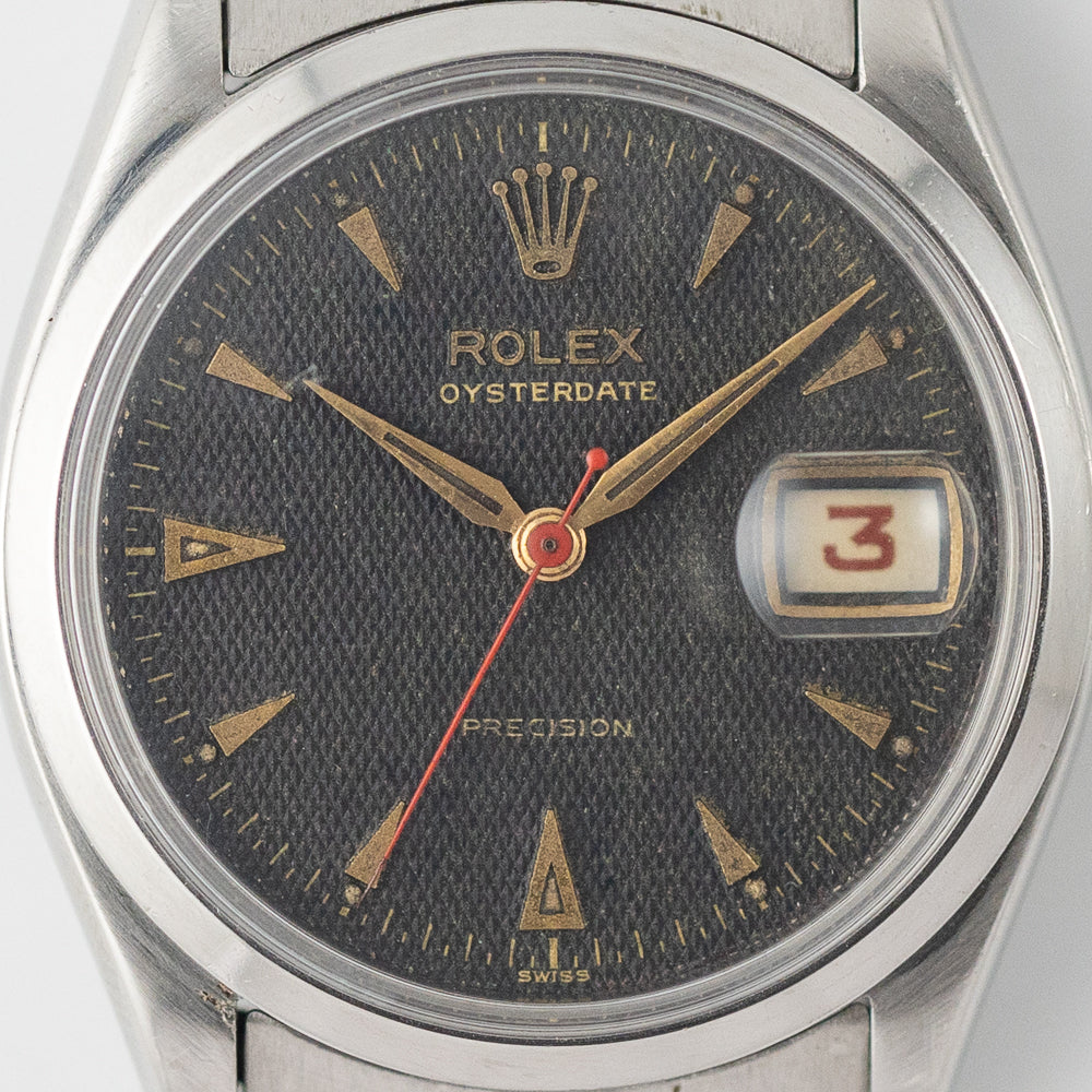 ROLEX OYSTERDATE Ref.6294 Black Guilloche Dial with Expansion Bracelet