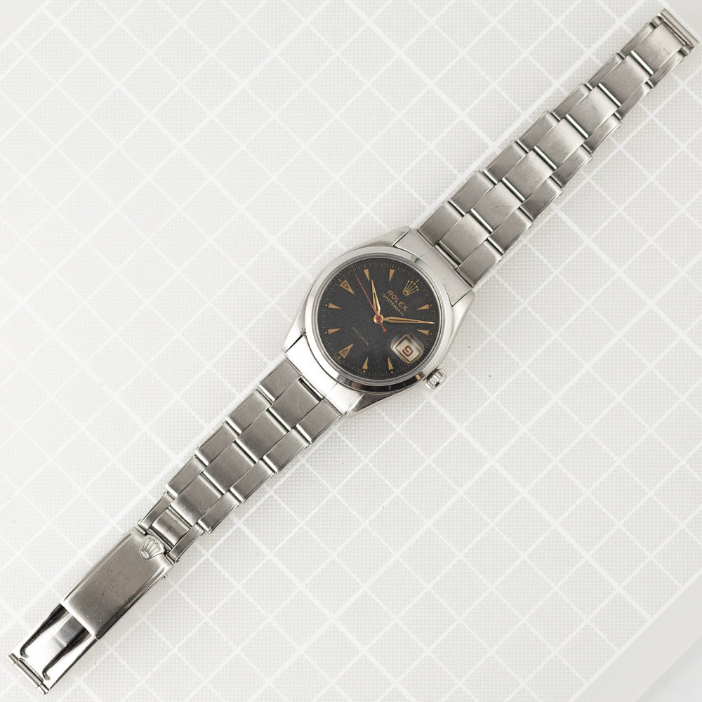 ROLEX OYSTERDATE Ref.6294 Black Guilloche Dial with Expansion Bracelet