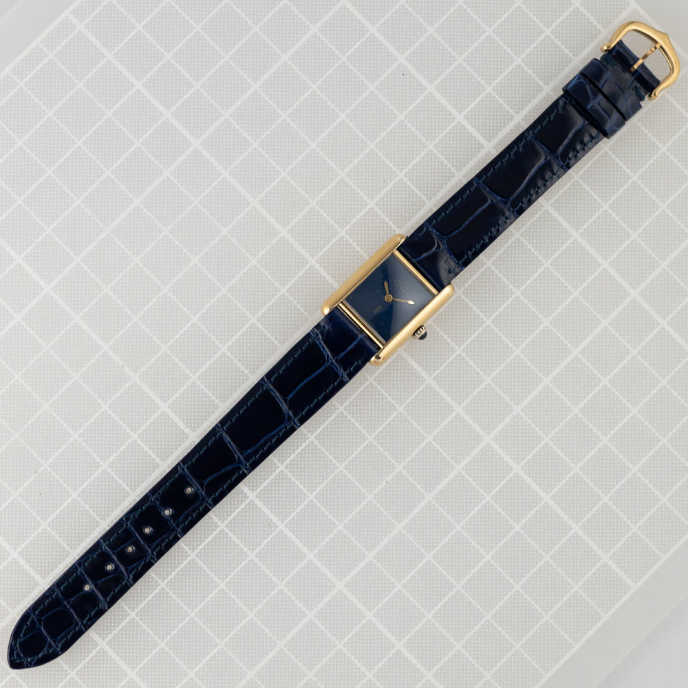 CARTIER SM MUST DE TANK LAPIS BLUE DIAL