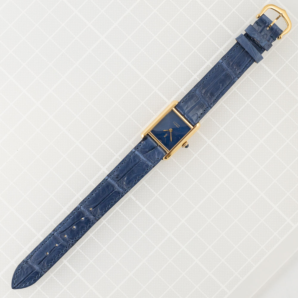 CARTIER SM MUST DE TANK LAPIS BLUE DIAL